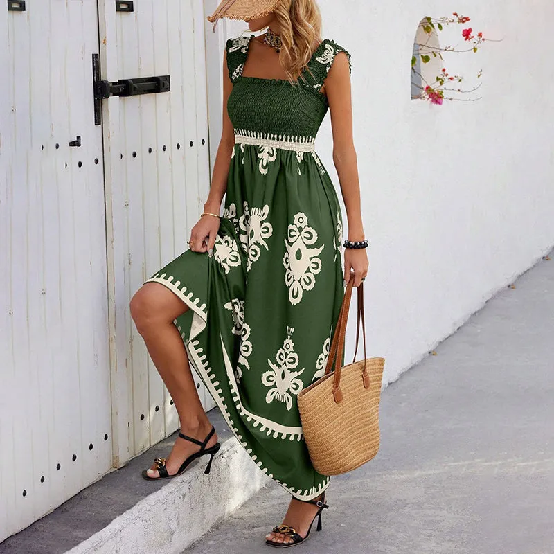 Womens Summer Print Sleeveless Flowy Long Dress