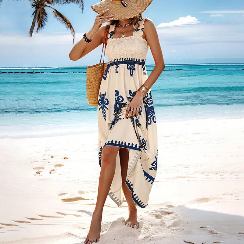 Womens Summer Print Sleeveless Flowy Long Dress