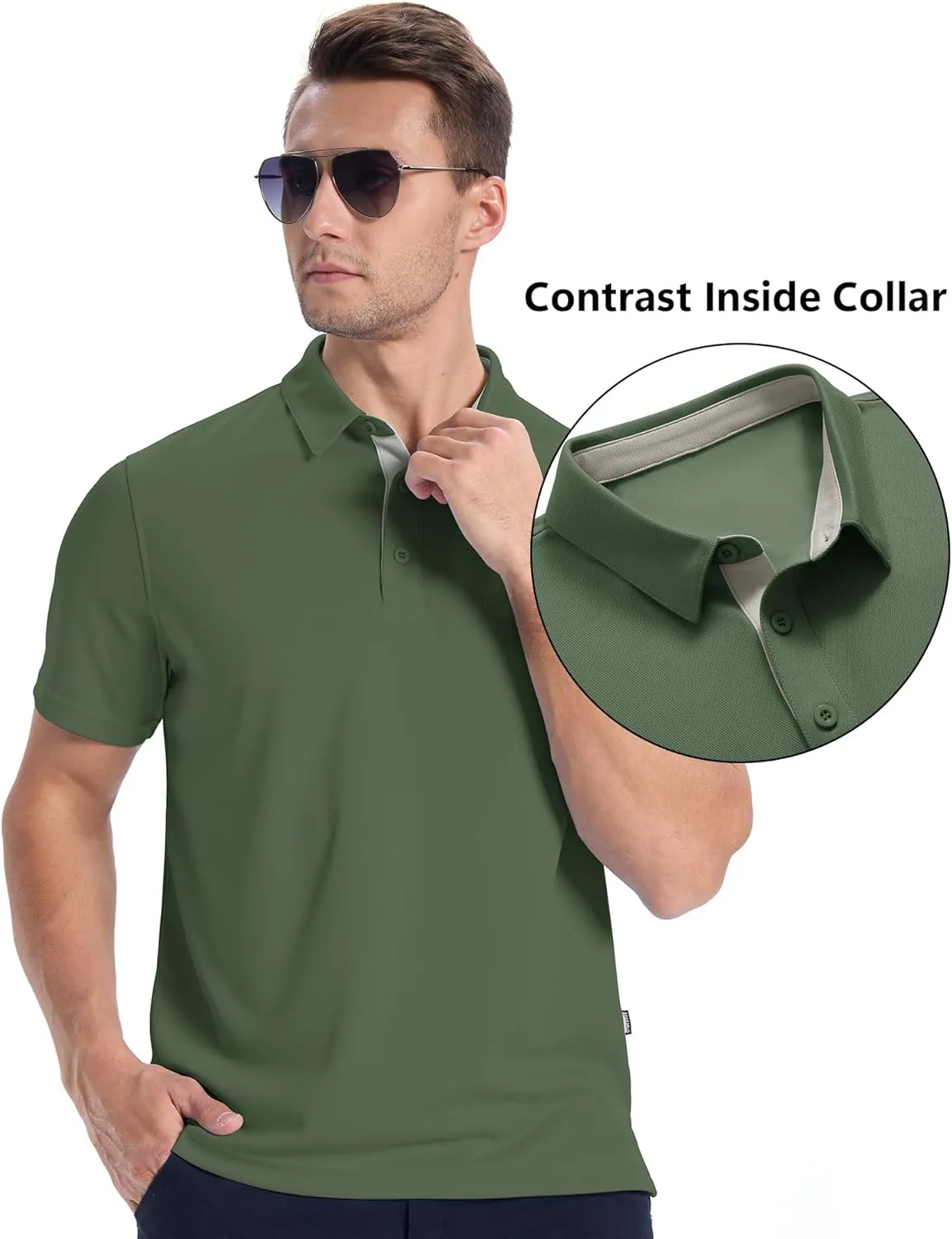 ZITY Mens Golf Shirts Short Sleeve Polo Performance Moisture Wicking Dry Fit Collared Shirts for Casual Bussiness